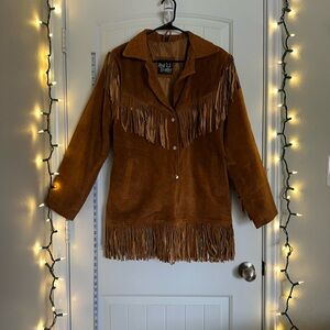 Handmade XL Brown Fringe Suede Jacket